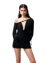 V-Neck Beaded Draped Collar Halter Cami Top - CHINASQUAD