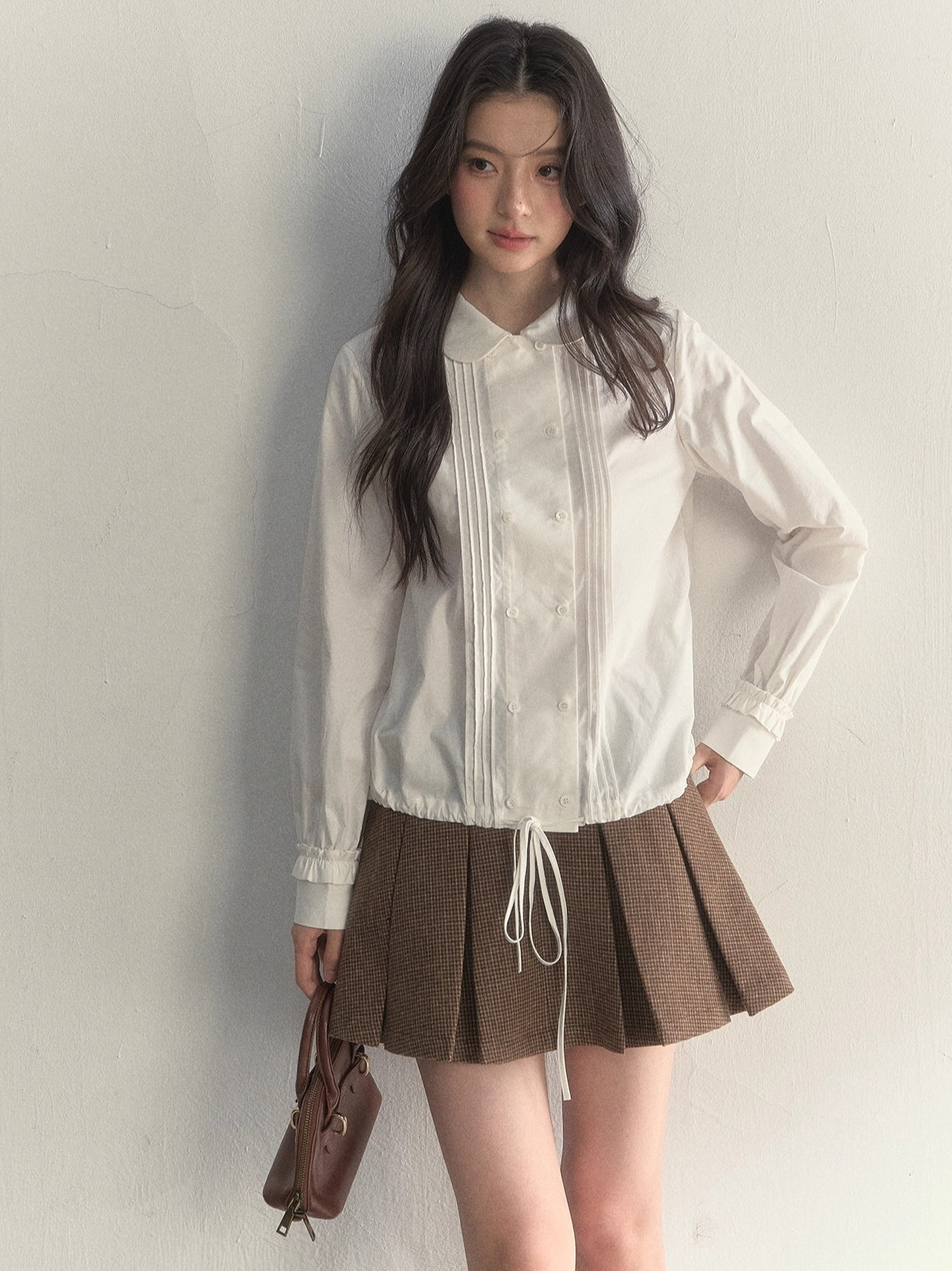 Double-Breasted Doll Collar Shirt