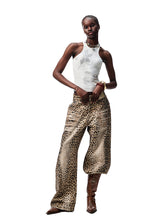 Washed Leopard Print Canvas Curved Pants - CHINASQUAD