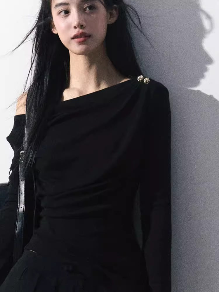 One-Shoulder Waist-Defining Knit Base Layer