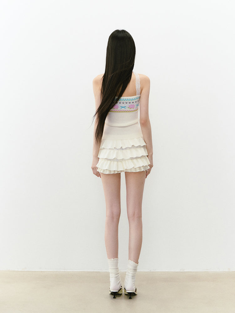 White Versatile Knitted Cake Skirt - CHINASQUAD