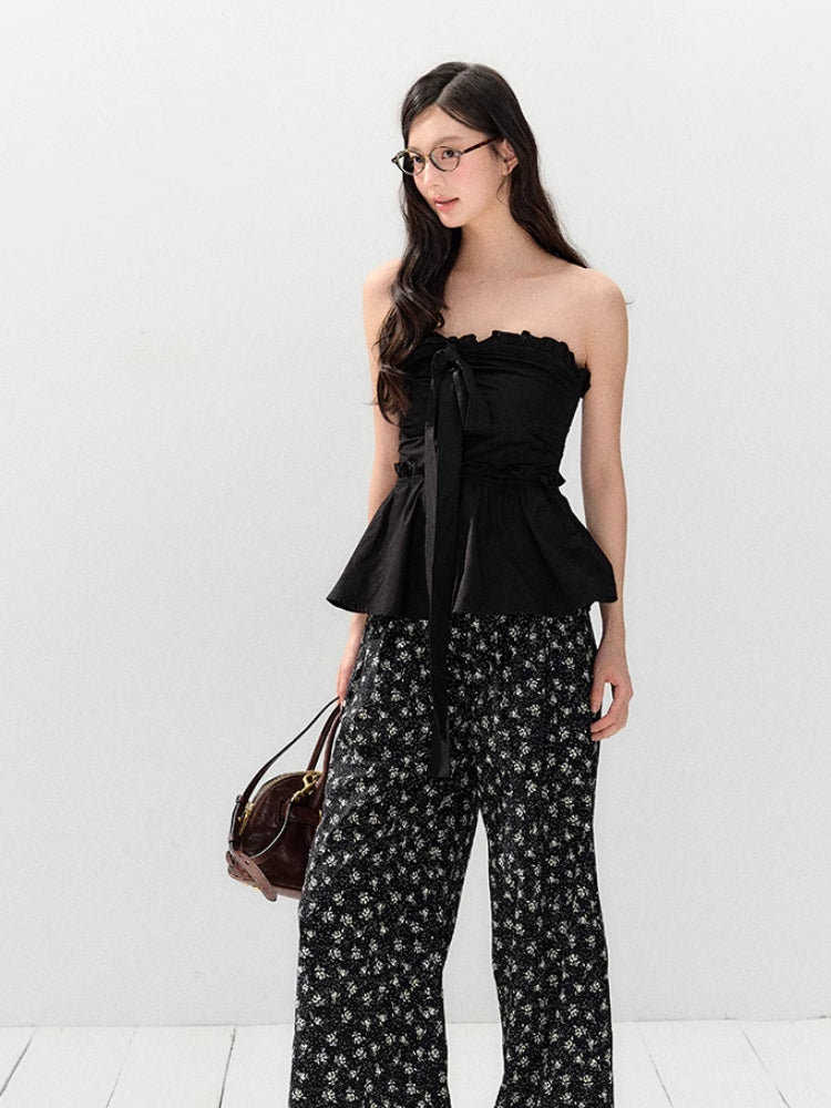 Black Waist Strapless Top - CHINASQUAD