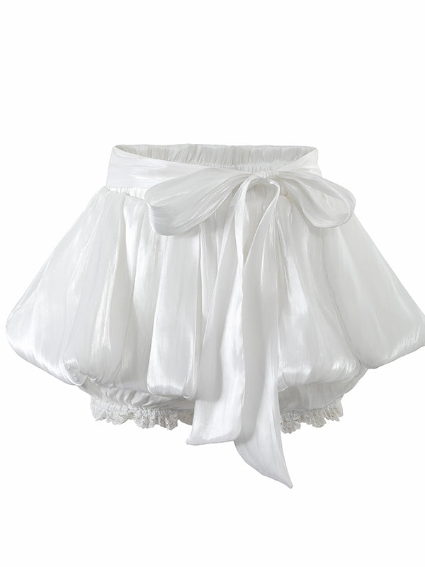 Bow Satin Bubble Mini Skirt - CHINASQUAD