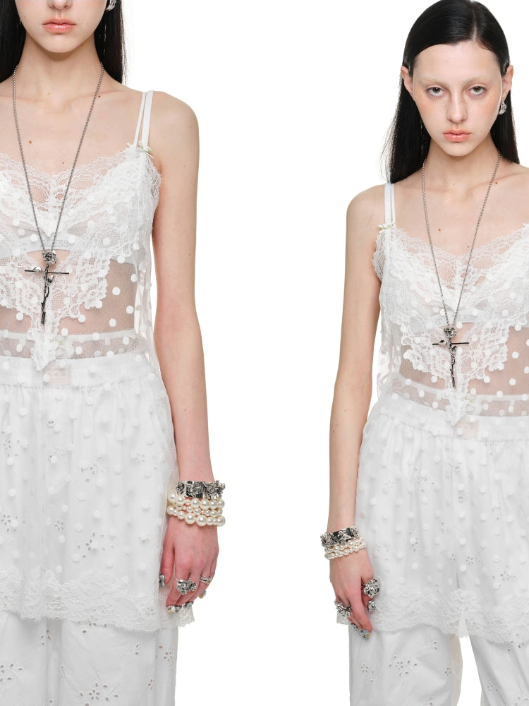 Polka Dot Lace Slip Dress - CHINASQUAD