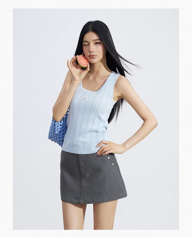 Lace Trim Textured Ice Silk Tank Top