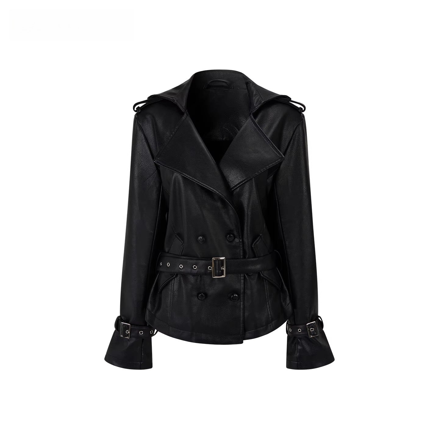 Faux Shearling-Lined Hooded PU Moto Jacket