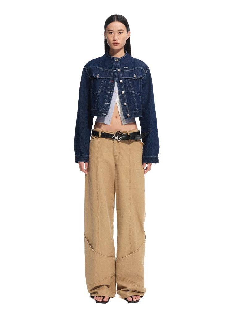 Washed Distressed Large Pockets Wide-Leg Pants - CHINASQUAD