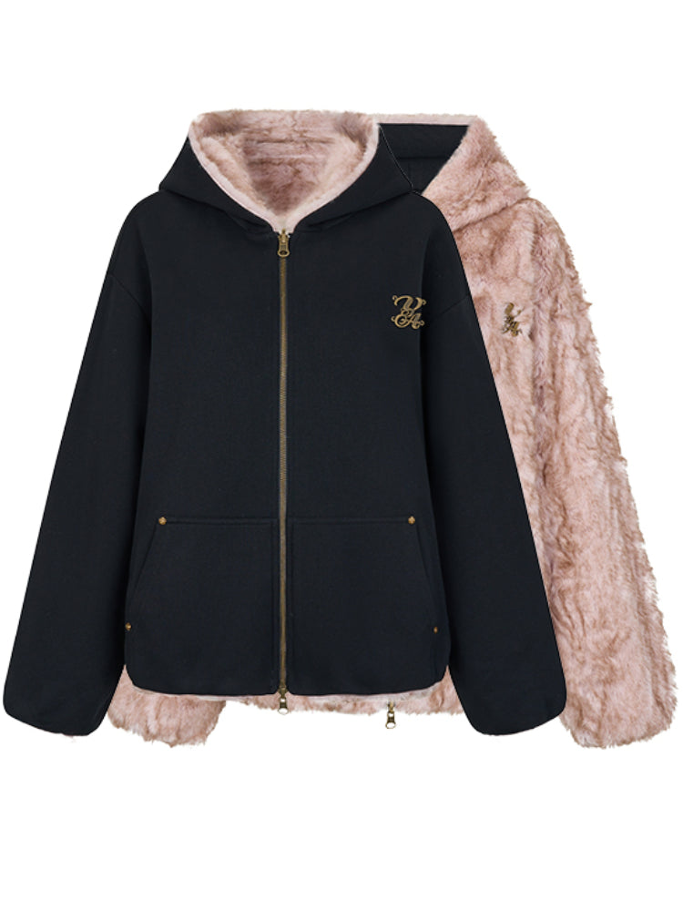 Reversible Fleece Hooded Zip-up Jackets - CHINASQUAD