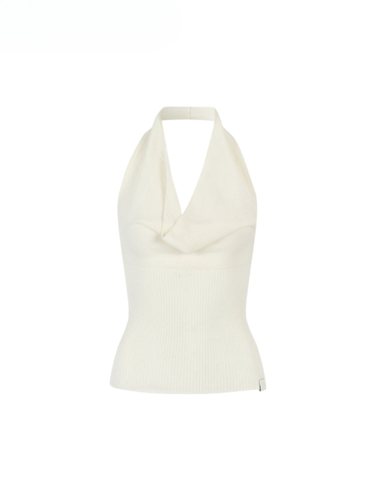 Heavy-duty Knitted Draped Neck Tank Top Set - CHINASQUAD