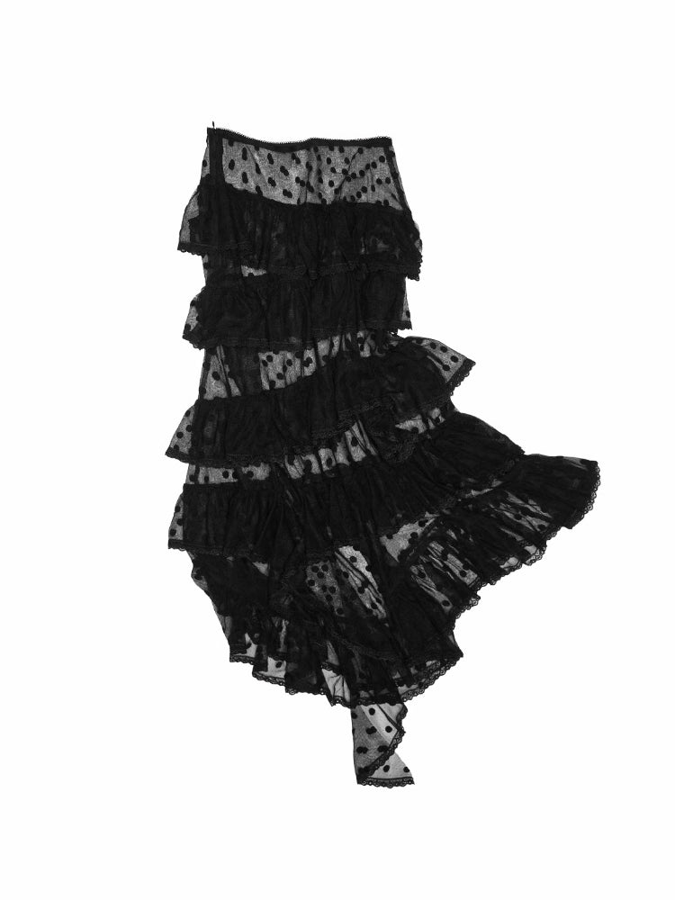 Irregular Dot Lace Mesh Skirt
