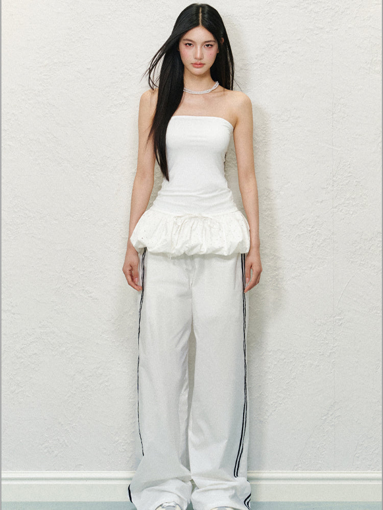 White Strapless Top with Spliced Tank - CHINASQUAD