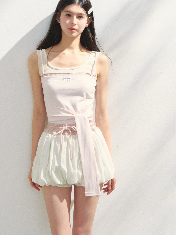 Color-Blocked Lyocell Bubble Skirt - CHINASQUAD