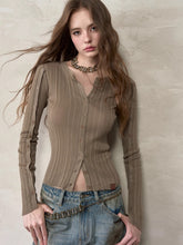 Button-Down Waist-Cinched Lyocell Knit Cardigan - CHINASQUAD