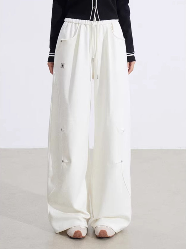 Sculpted Drape Curved-Leg Wide Pants