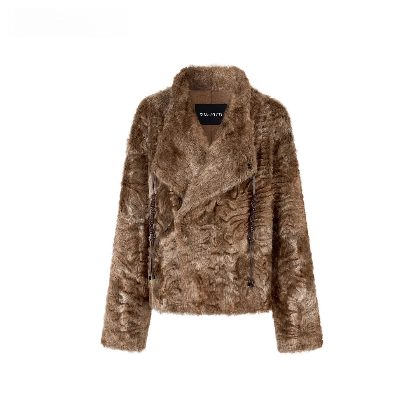 Textured Faux Fur Oversized Lapel Jacket
