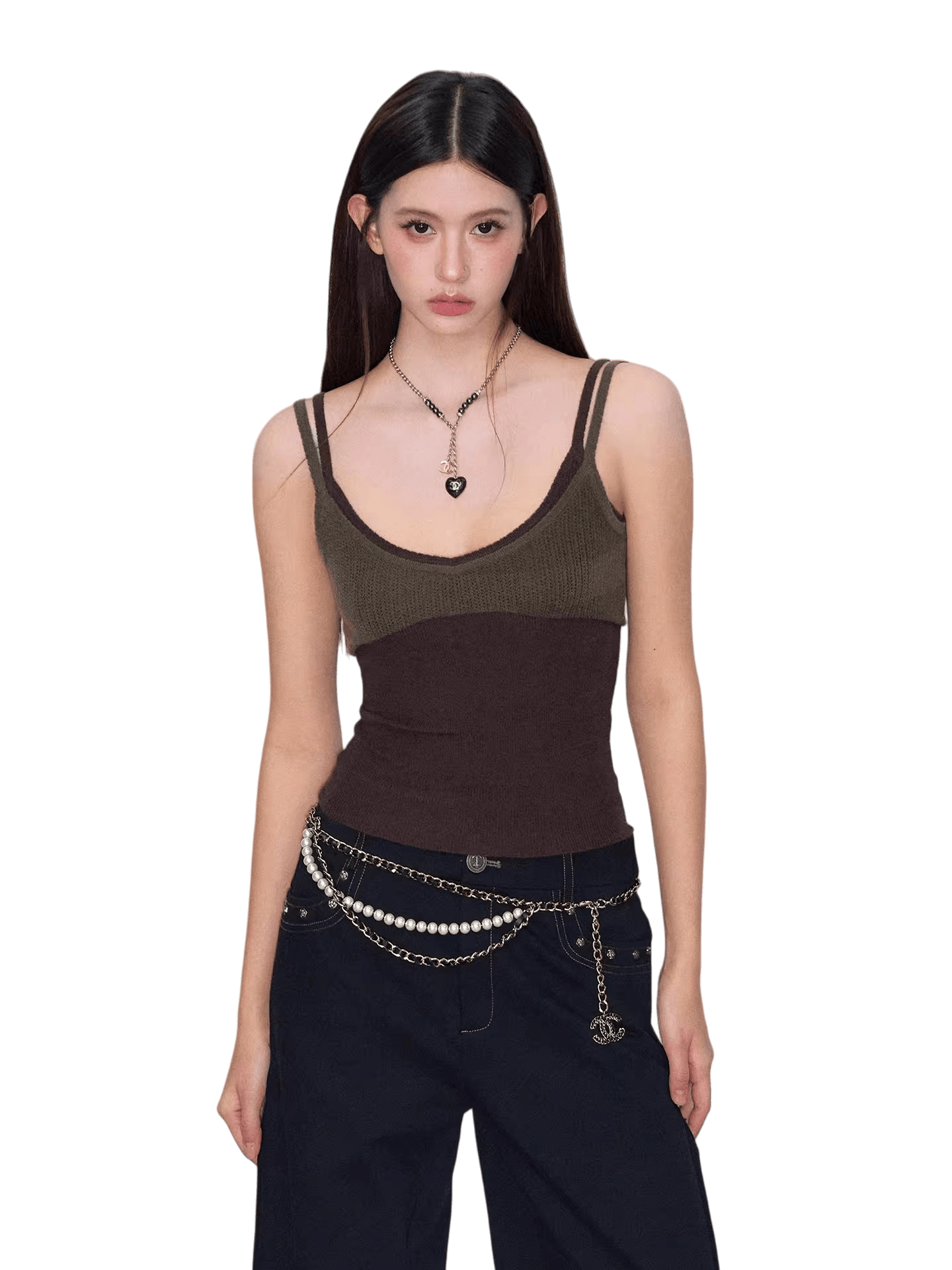 Colorblock Knit Camisole Vest