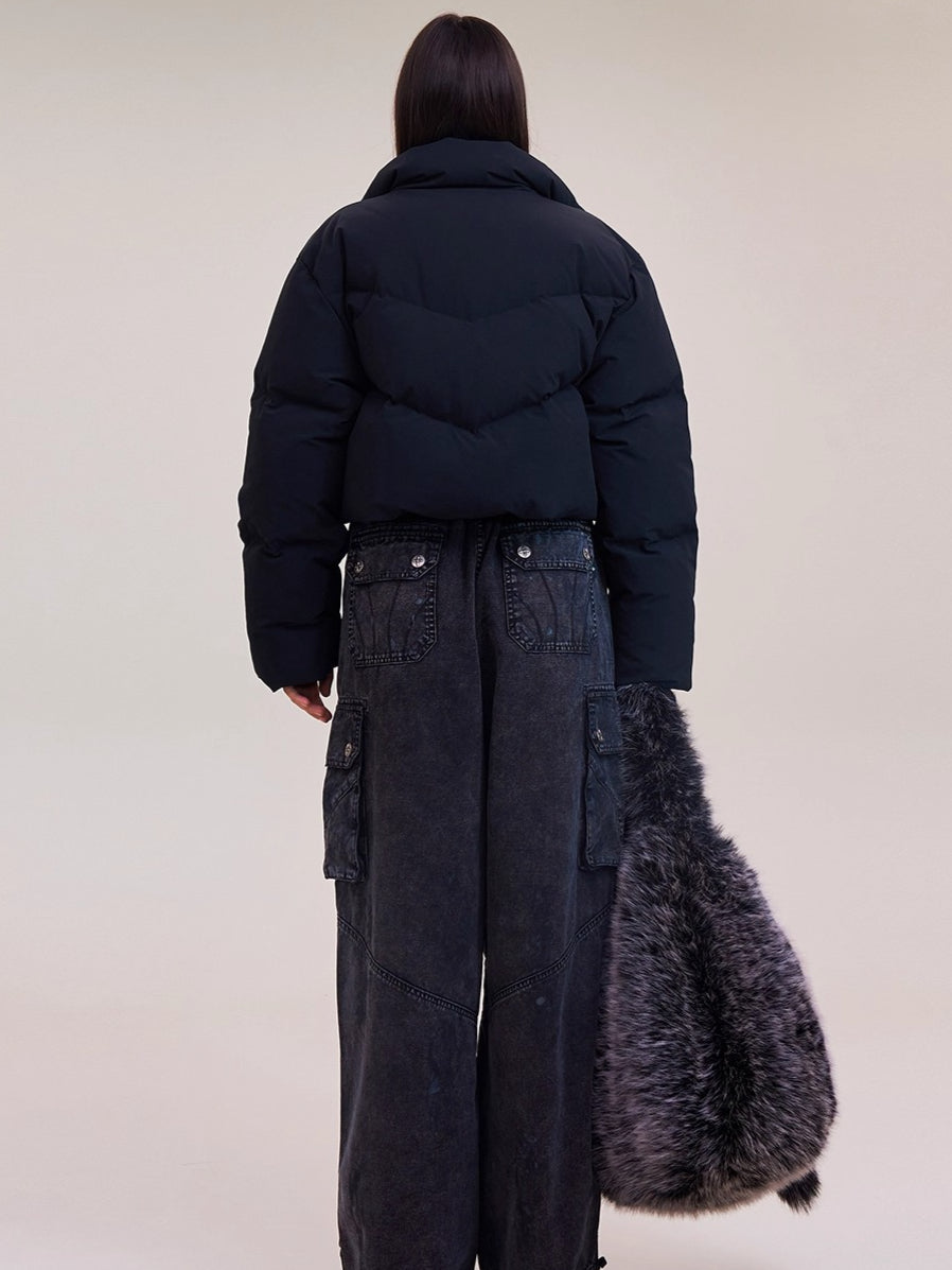 Sculpted Cross Cropped Down Jacket