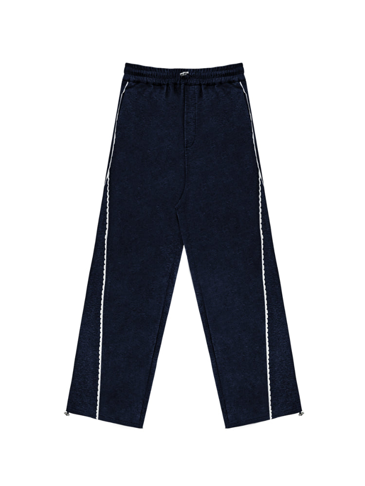 Lace-Trimmed Adjustable Cuffed Straight Leg Sweatpants - CHINASQUAD