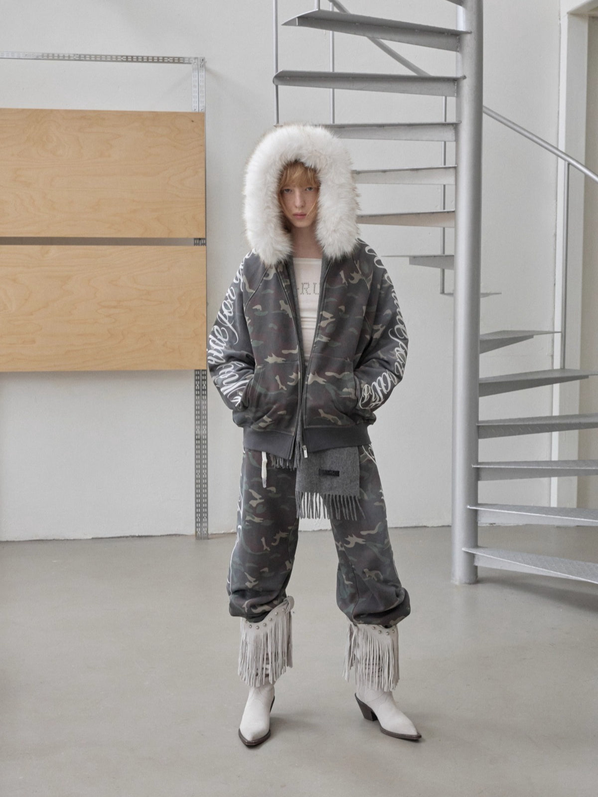 Faux-Fur Hooded Sweatshirt & Sweatpants Set