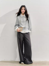 Plaid Panel Fold-Over Waist Straight Pants - CHINASQUAD