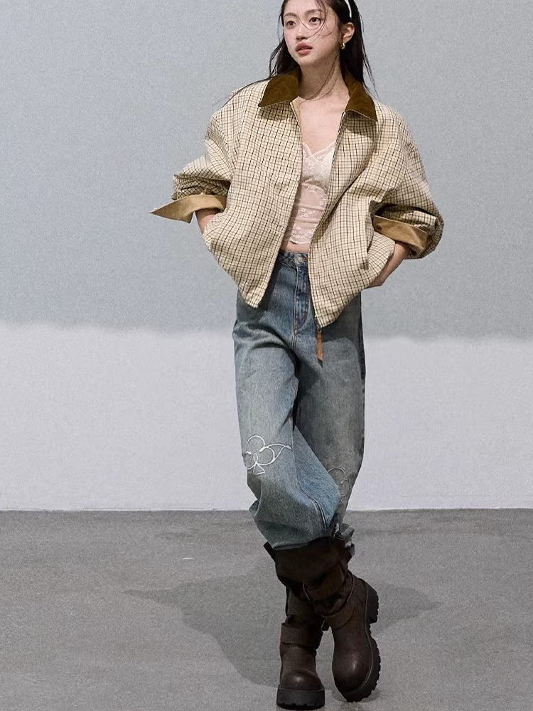 Vintage-Washed Cotton Wide-Leg Jeans