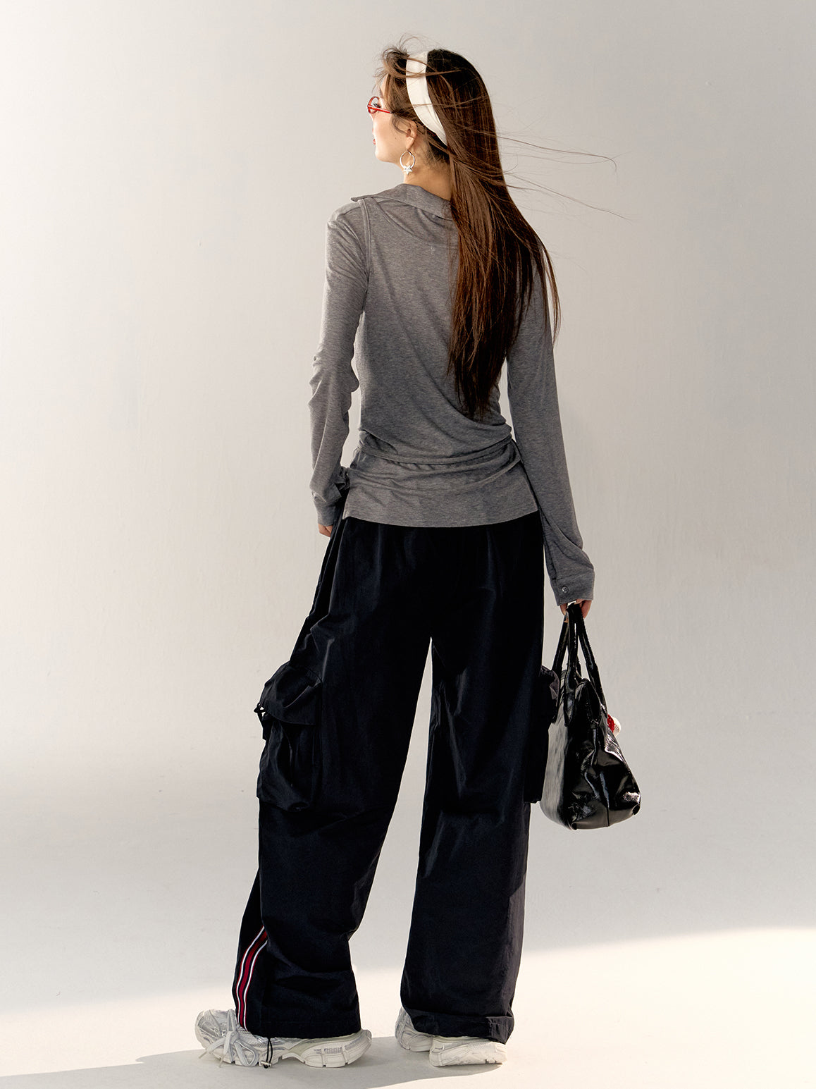 Striped Tape Drawstring Loose Wide-Leg Pants - CHINASQUAD