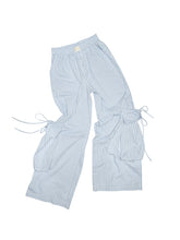 Blue & White Wide-Leg Utility Pants - CHINASQUAD