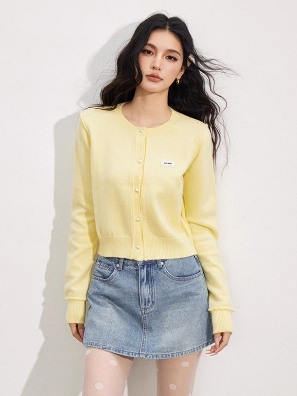 Rolled-Edge Knit Cardigan