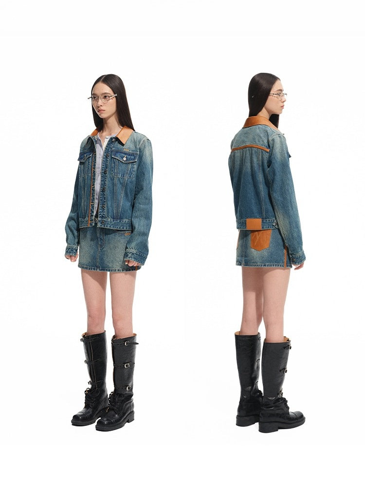 "Savanna Series" Washed Panel Denim Jacket - CHINASQUAD