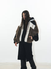 Brown Colorblock Hooded Winter Fleece Coat - CHINASQUAD