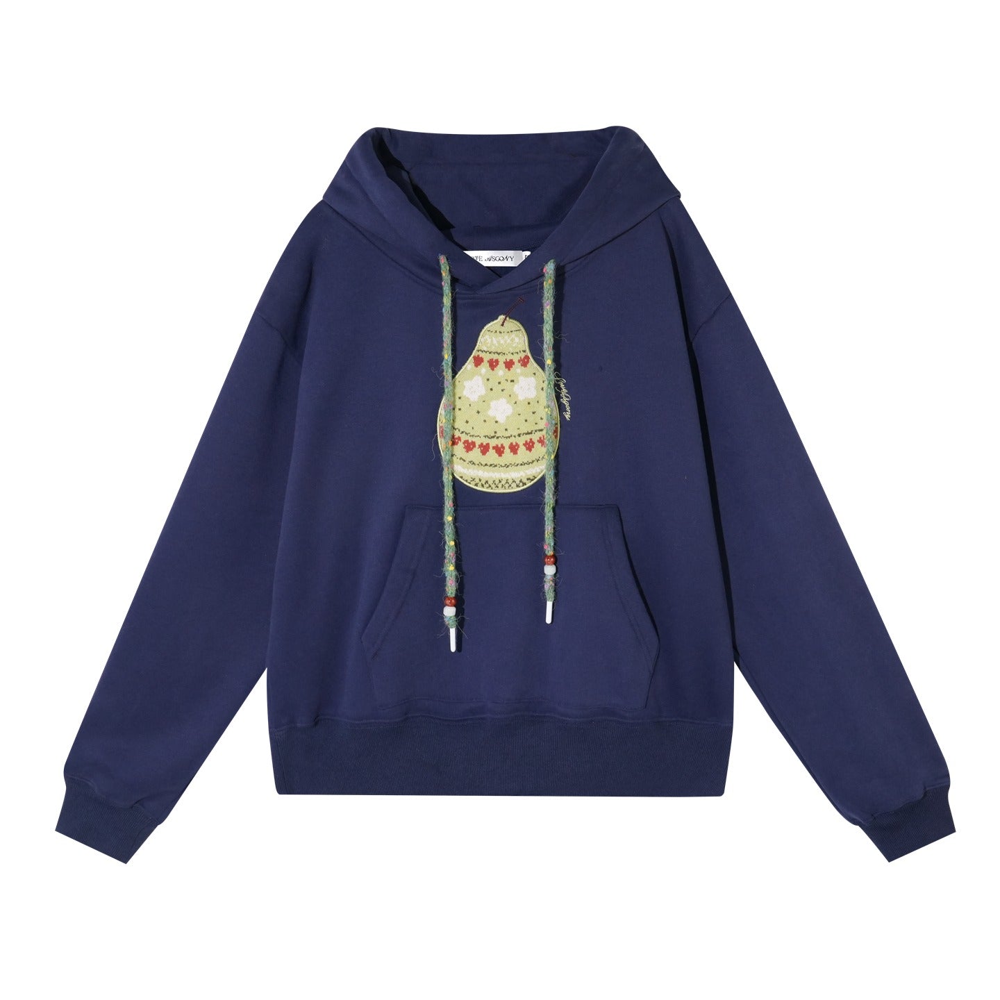 Brushed Fair Isle Knit Hooded Sweatshirt