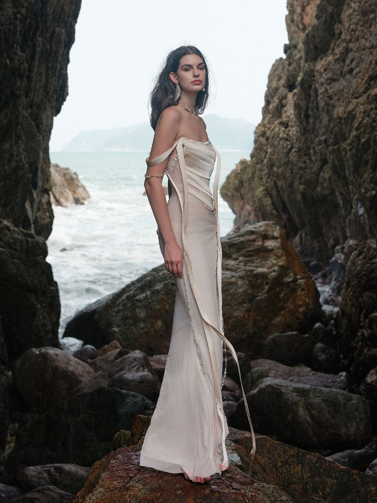 Pearl Strap Mermaid Dress - CHINASQUAD