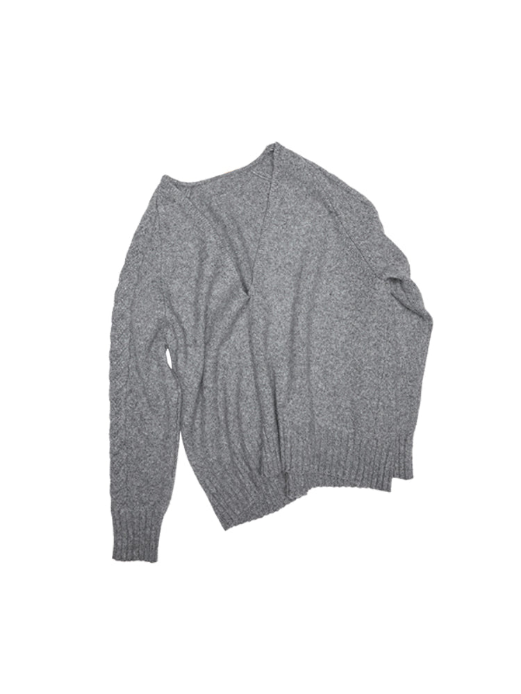 Suede V-neck Loose Sweater - CHINASQUAD