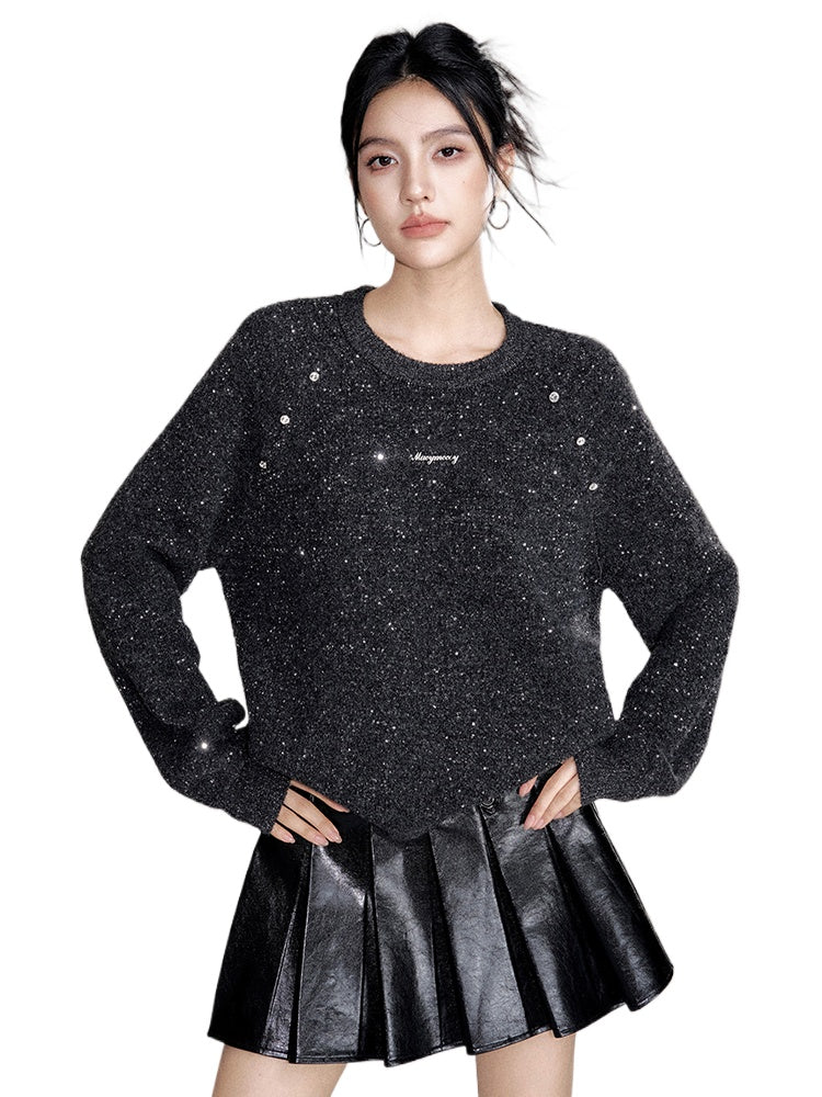 (Final Sale) Sequin Relaxed Casual Wool Sweater - CHINASQUAD
