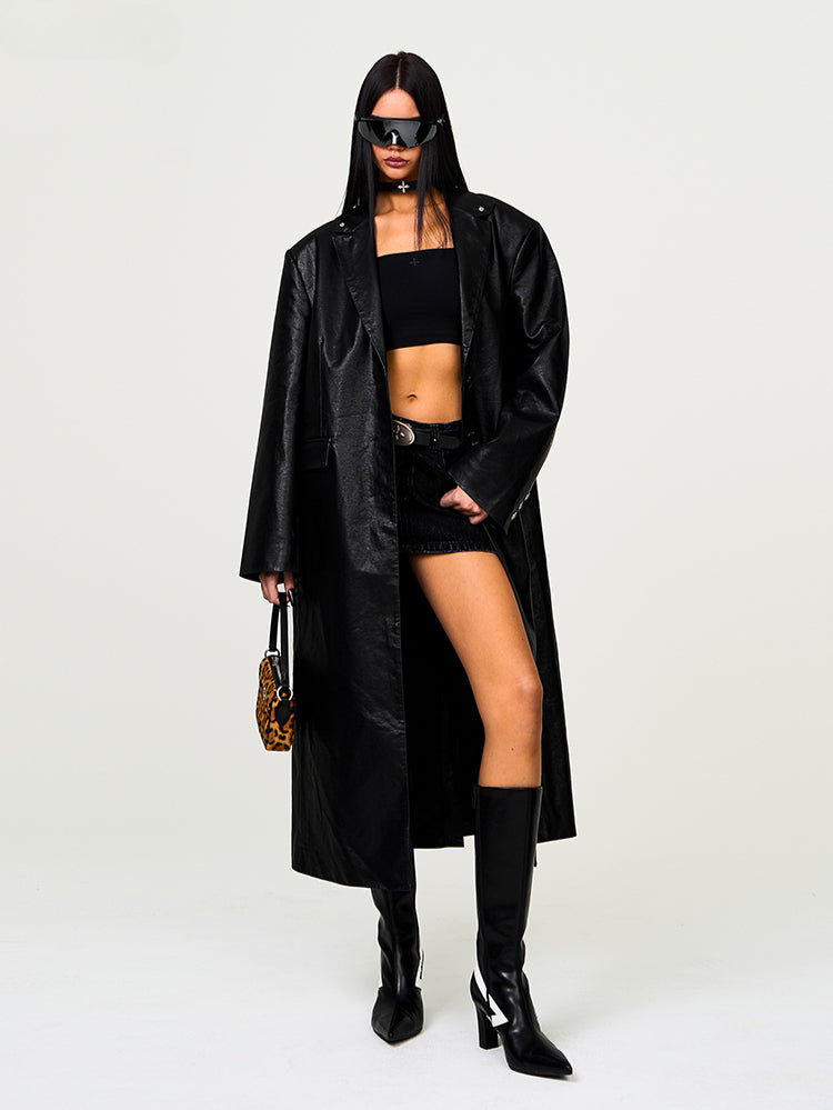 Black Designer Cyber Coat - CHINASQUAD