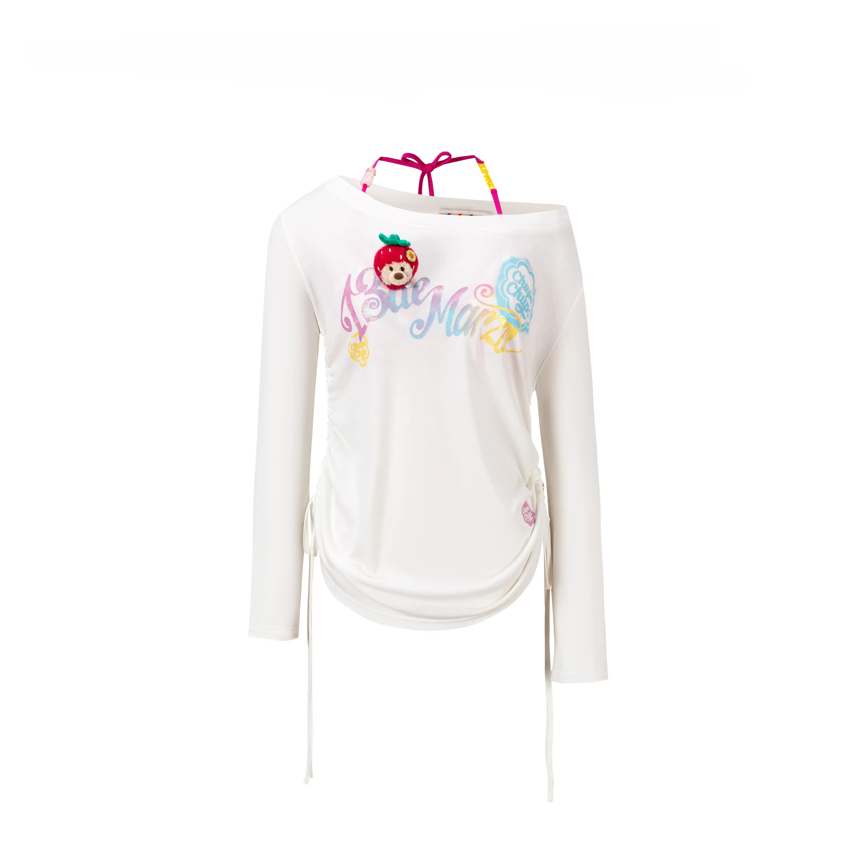 Asymmetric Shoulder Long Sleeve Top Set