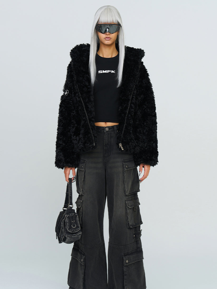 Cross Patch Fur Coat - CHINASQUAD
