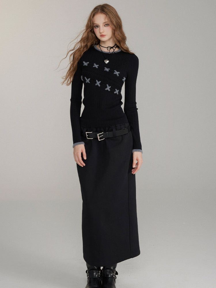 Textured Fur-Stitch Knit Sweater - CHINASQUAD