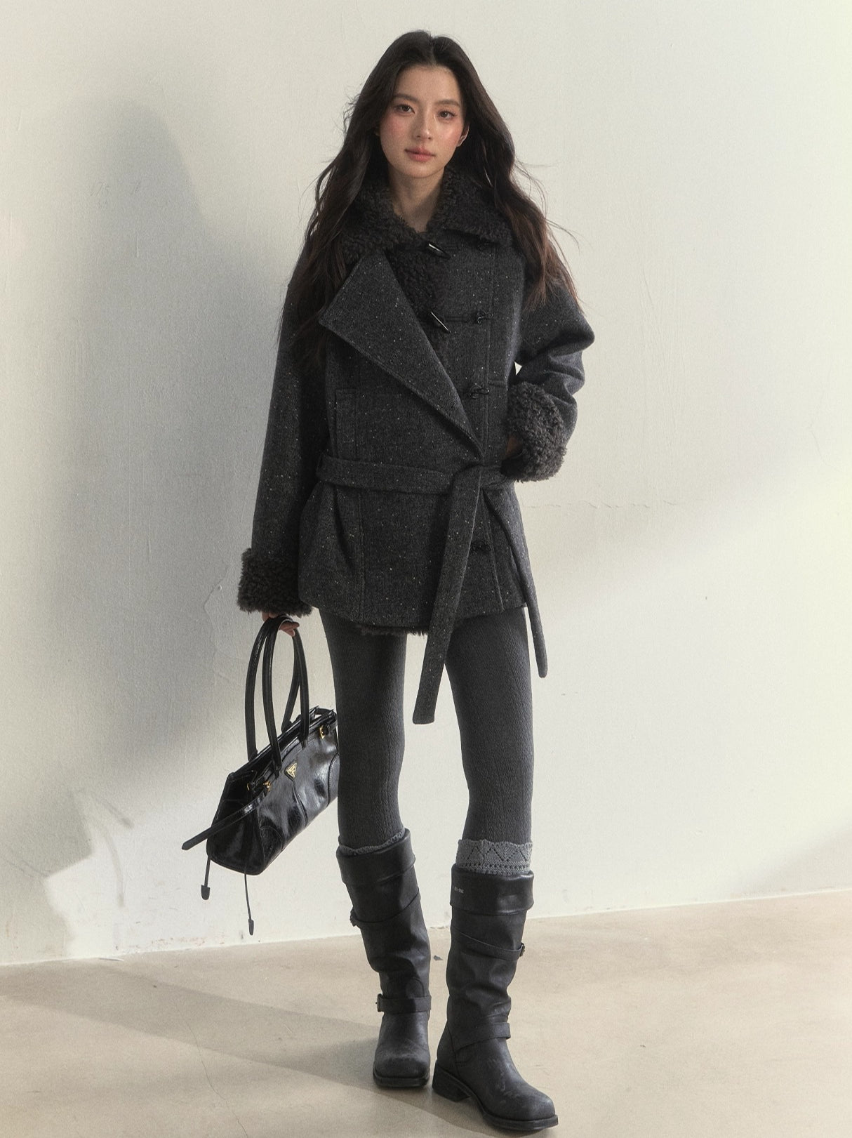 Cream / Brown / Grey / Black Cable-Knit Textured Tights