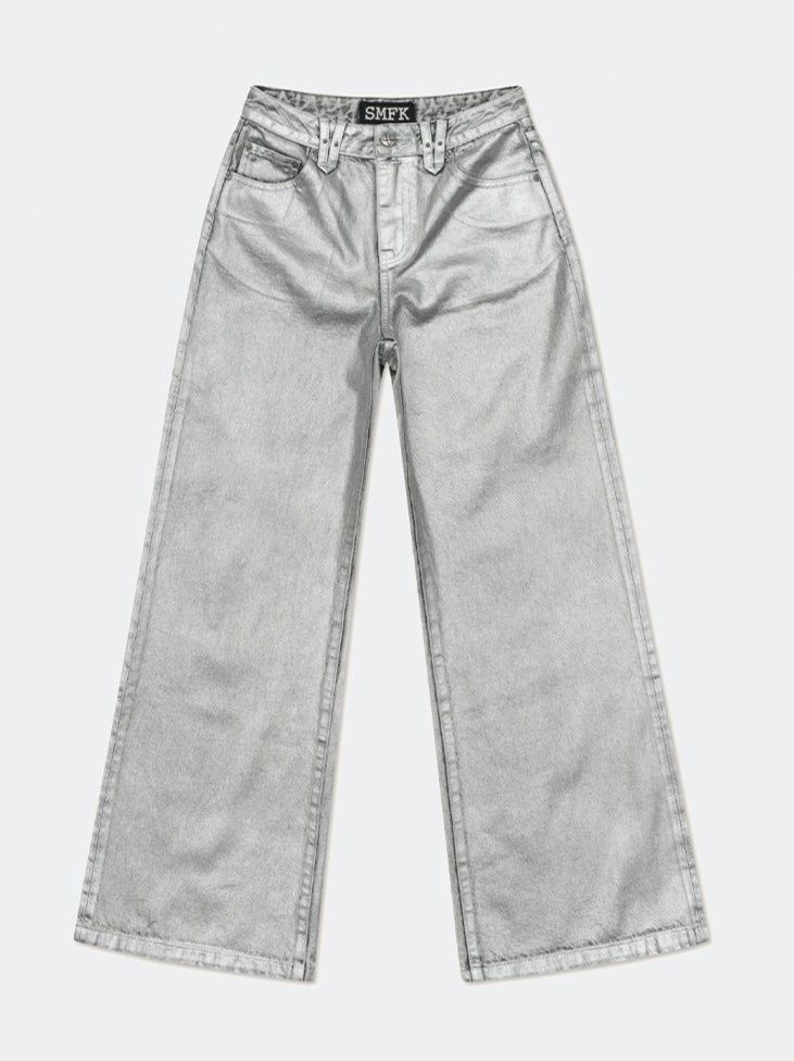 Compass Wild Classic Wide-Leg Jeans Silver - CHINASQUAD