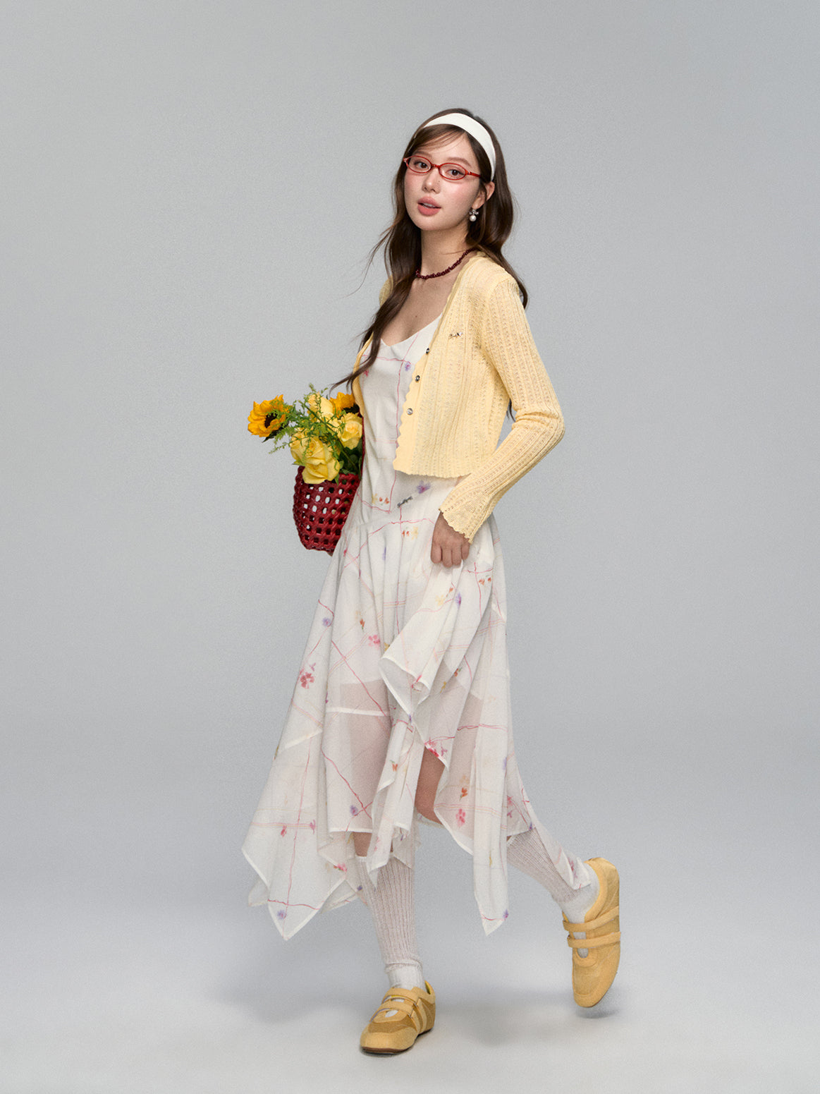 Irregular Floral Chiffon Dress
