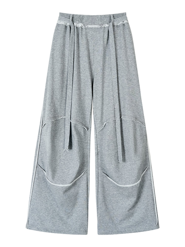 Color-blocked Raw-edge Wide-leg Pants - CHINASQUAD