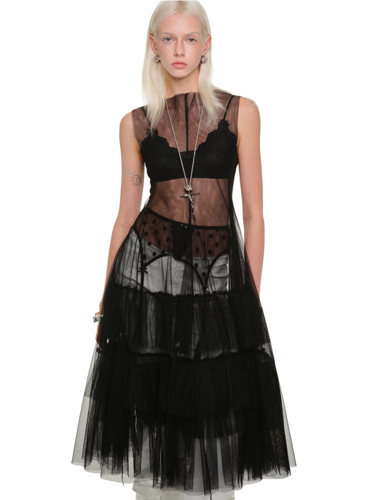 Mesh Panel Midi Dress - CHINASQUAD