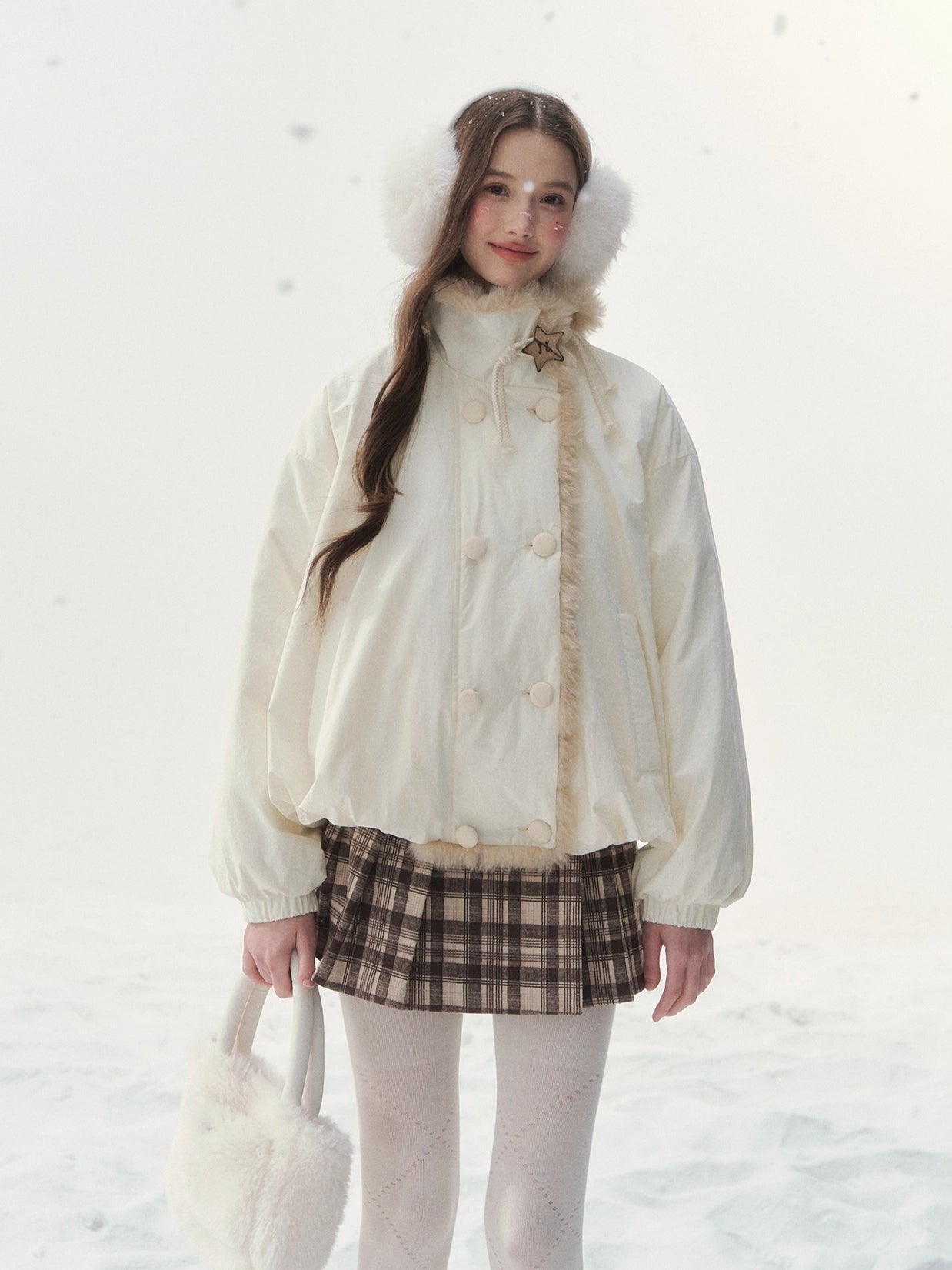 White Starry Birch Duck Down Jacket