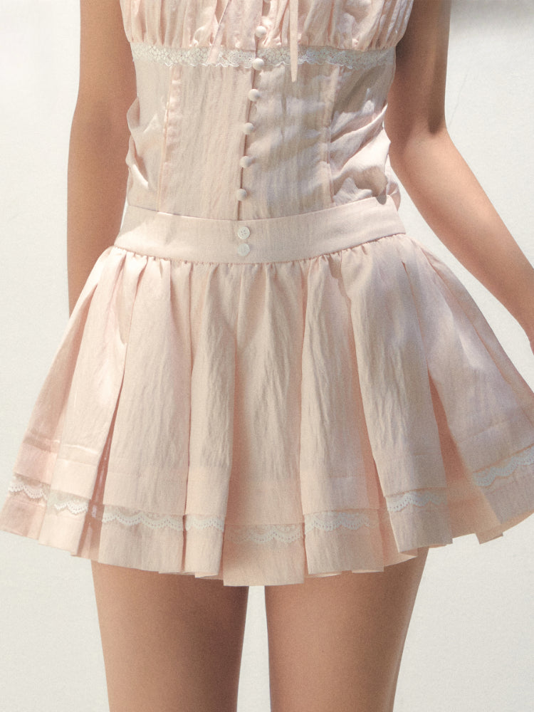 Navy Collar Lyocell Waist-cinching Shirt & Skirt Set - CHINASQUAD