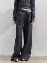 Plaid Panel Fold-Over Waist Straight Pants - CHINASQUAD