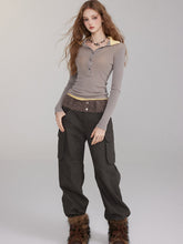 Brown & Black Mock Two-Piece V-Neck Sweater - CHINASQUAD