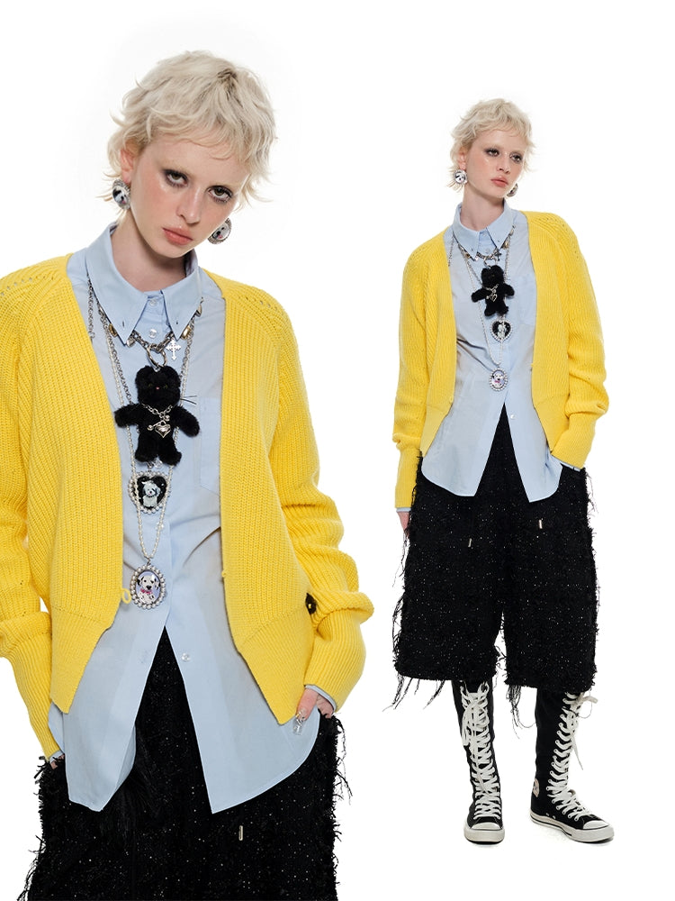 V-neck Knit Cardigan - CHINASQUAD