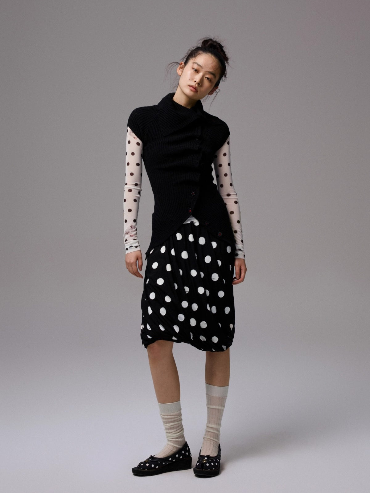 Asymmetric Neck Wool Blend Cardigan
