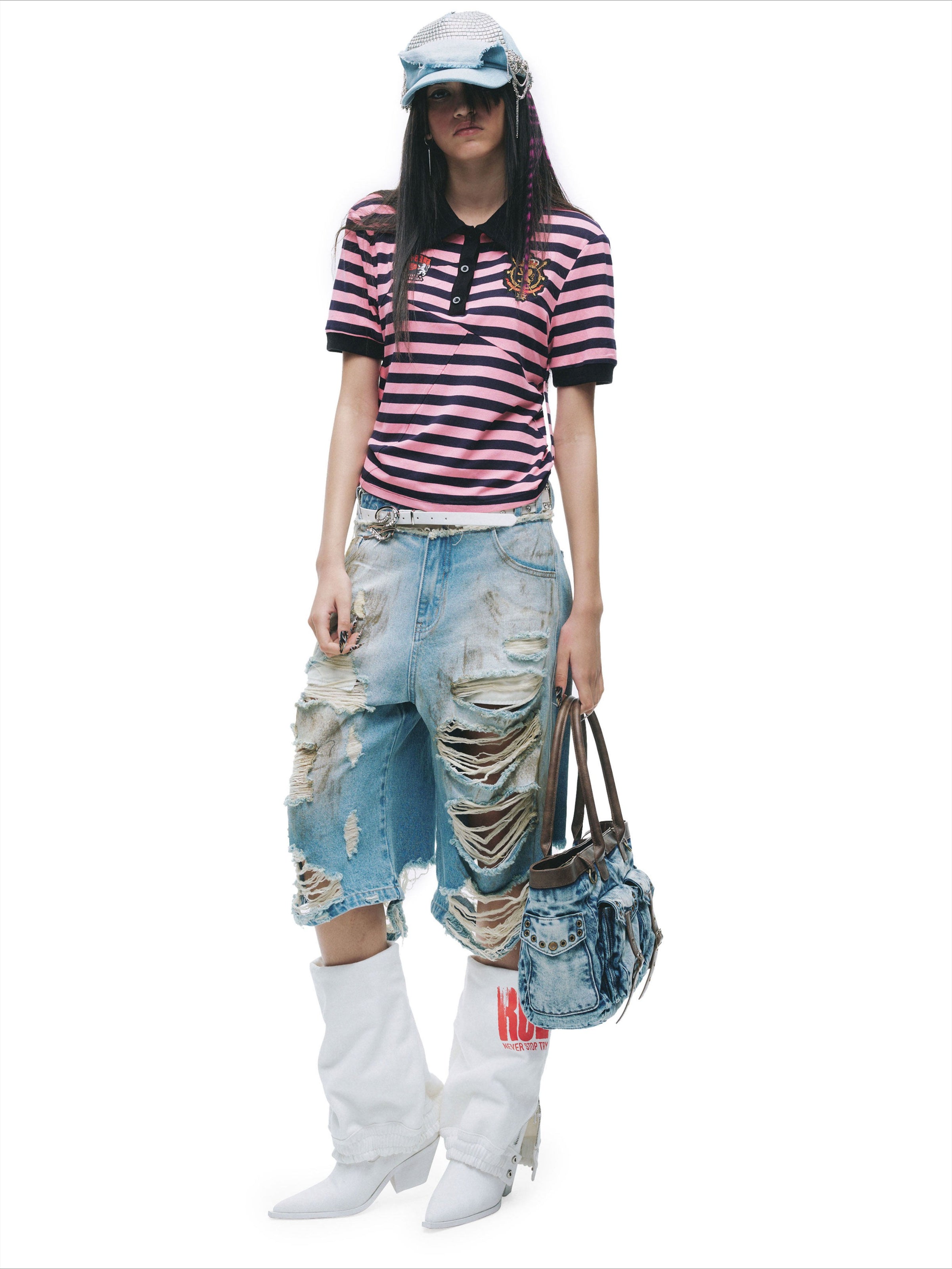 Mud-Dyed Punk Grunge Mid-Length Shorts